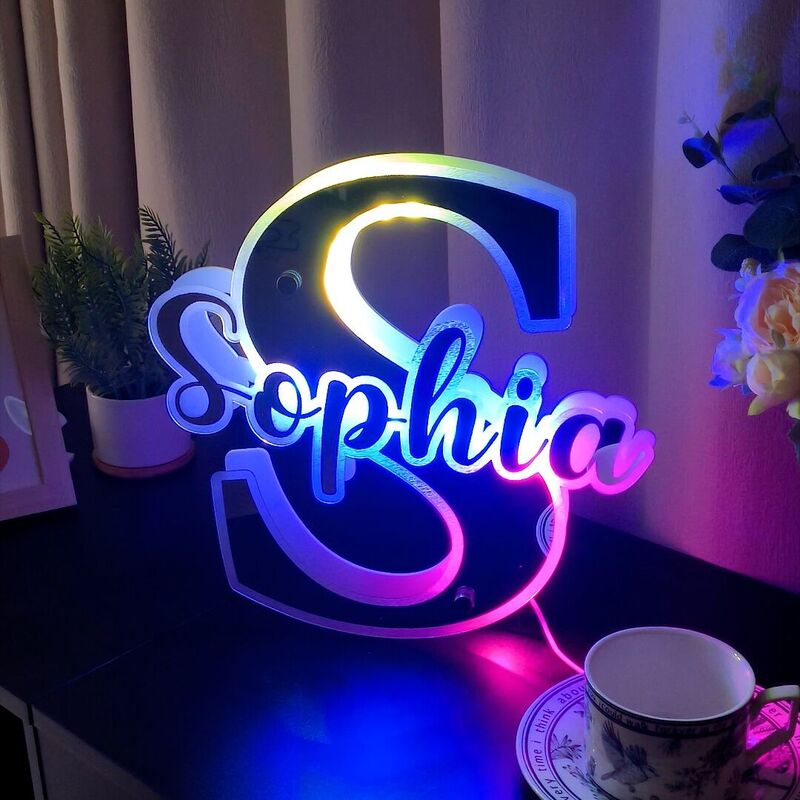 Personalized Mirror Lamp Custom Name And Initials