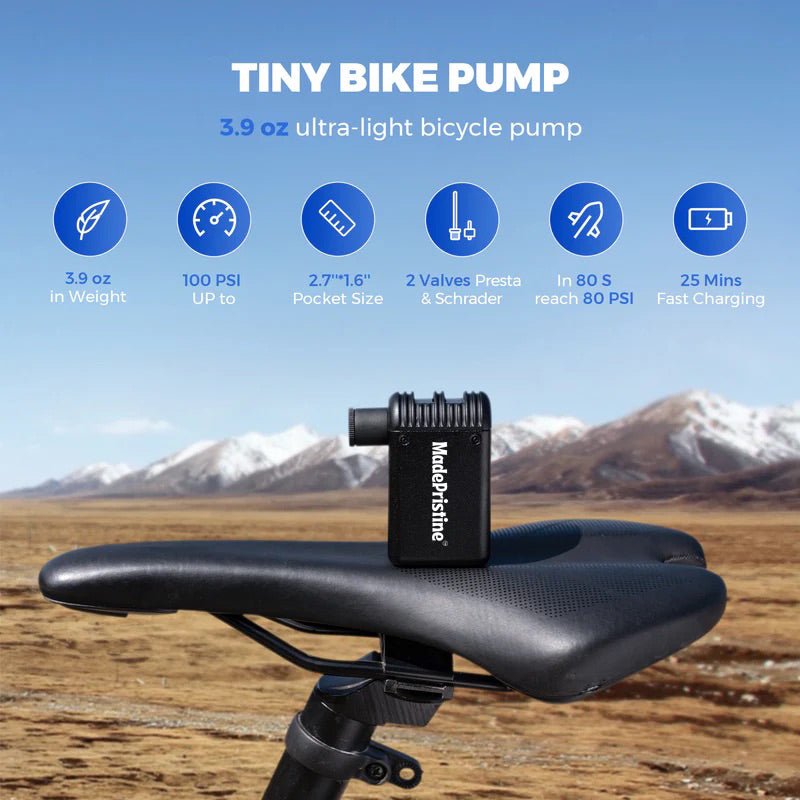 Tiny Bike Pump - Ultra Mini 100PSI Rechargeable Bicycle Pump